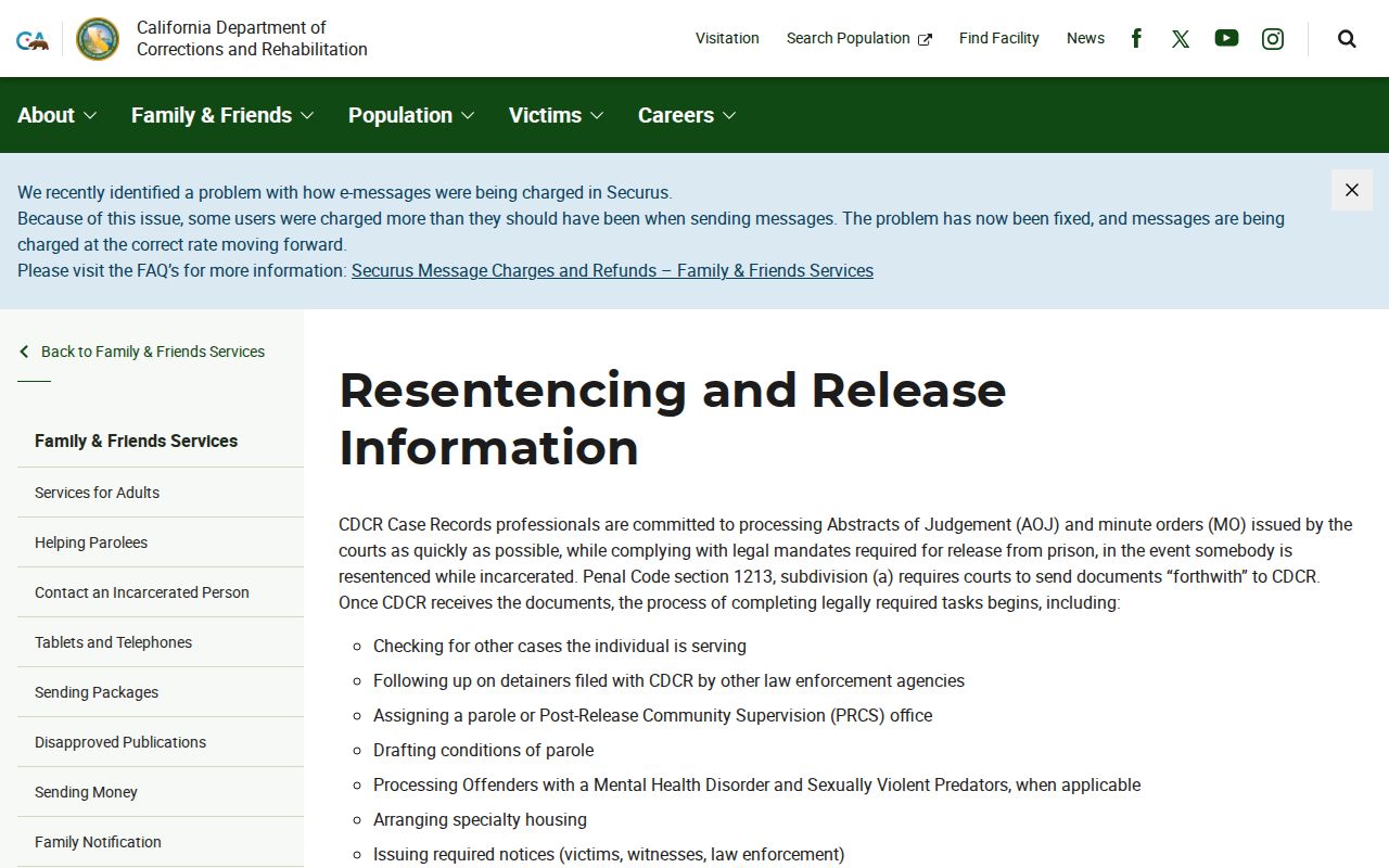 Sonoma County release date lookup CDCR release information