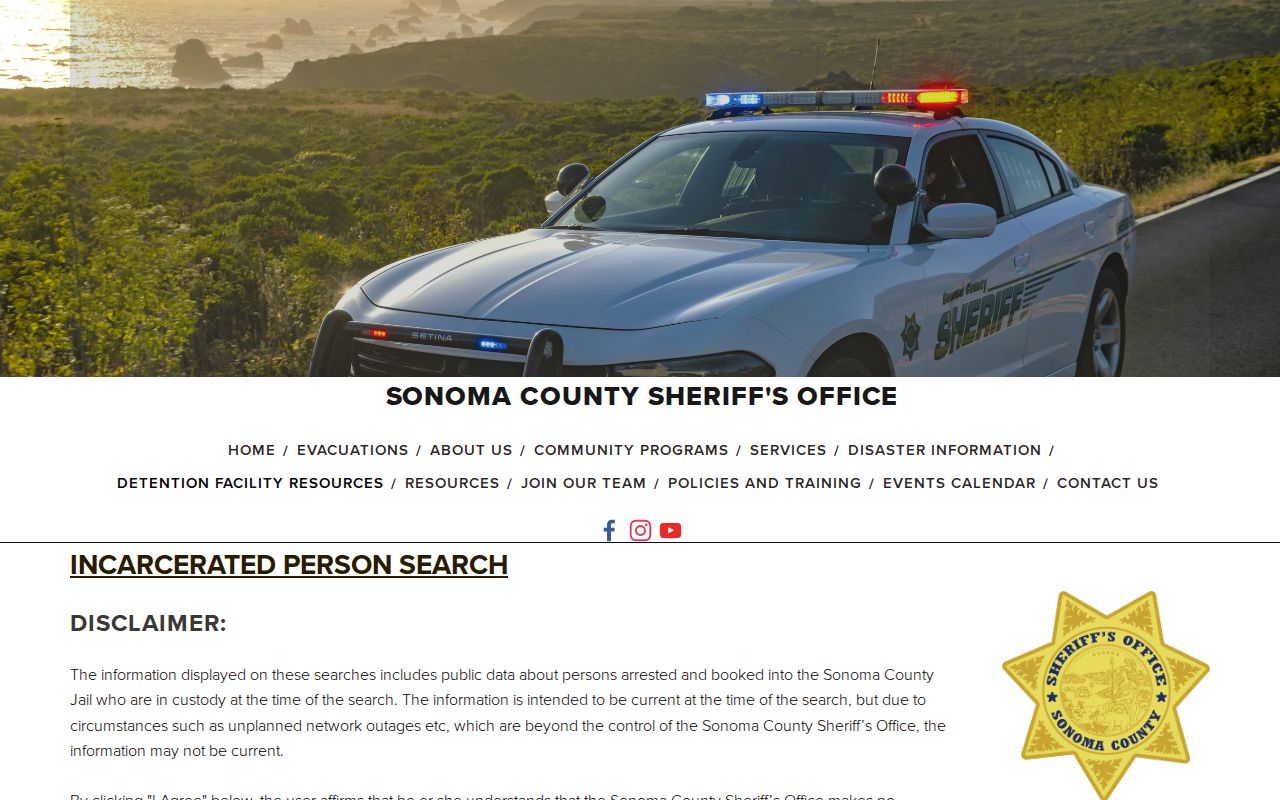 Sonoma County 72 hour release current custody search limitation